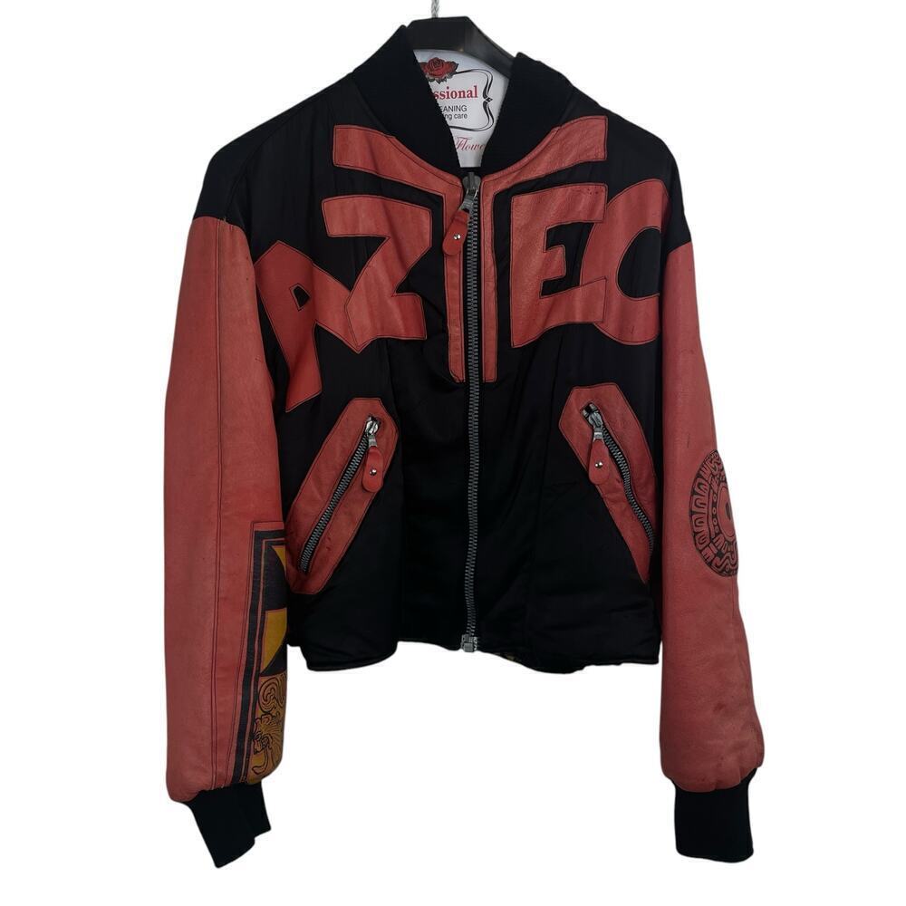 Jet Set The People Of Labyrinths Aztec Bomber Jacket Italy Made Black Red 4